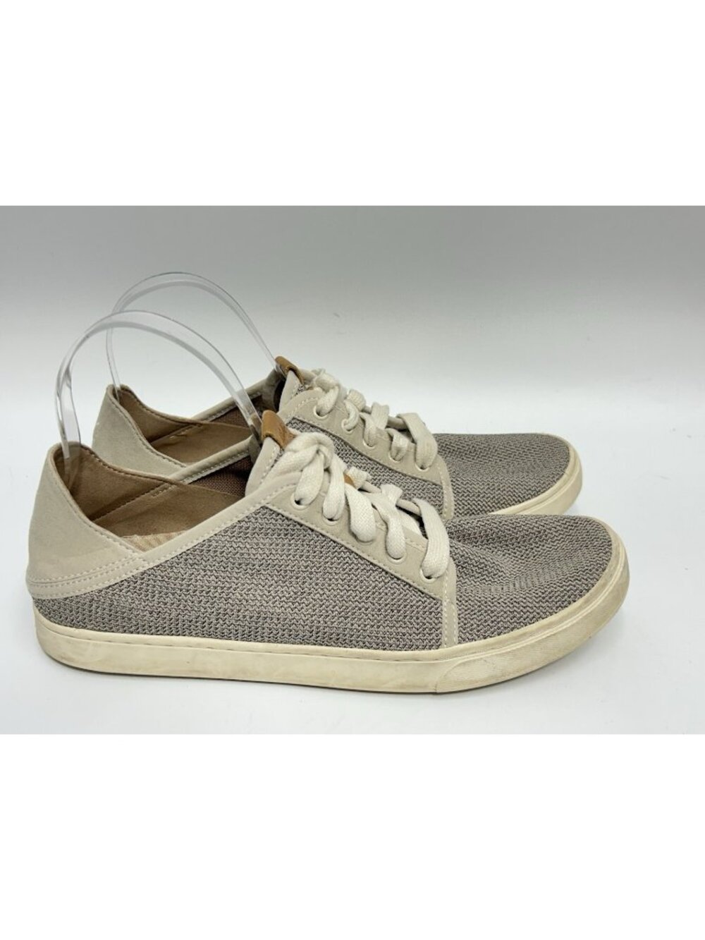 Olukai Pehueali Sneakers Shoes Womens Size 10 Beige Low Top Lace Up Mesh